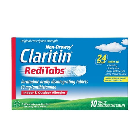Claritin, Loratadine Antihistamine 24 Hour Allergy Reditabs, 10 Mg, 10 tabs Claritin