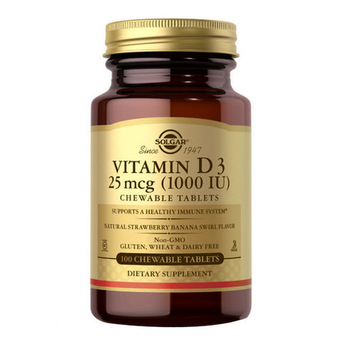 Solgar, Vitamin D3, 1000 IU, 100 Chew Tablets