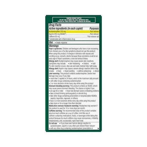 Novartis Consm Hlth Inc, Excedrin Migraine Caplets, 100 Caps Excedrin