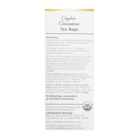 Celebration Herbals, Organic True Cinnamon Tea, 24 Bags