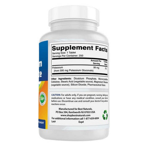 Best Naturals, Potassium Gluconate, 595 mg, 250 Tabs