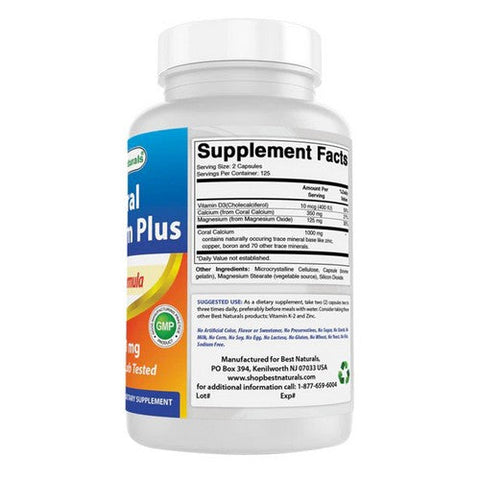 Best Naturals, Coral Calcium, 1000 mg, 250 Caps Best Naturals