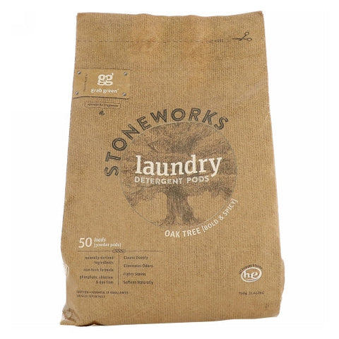 Grab Green, Stoneworks Laundry Detergent Pods, Oak Tree 50 Loads