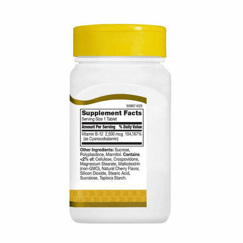21st Century, Quick Dissolve Vitamin B-12 Cherry, 2,500 Mcg, 110 Tabs 21st Century