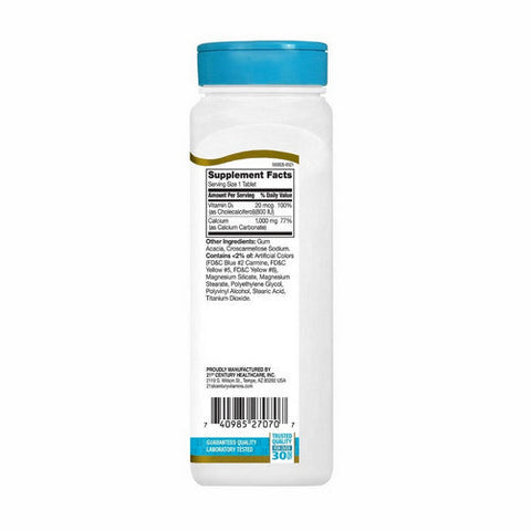 21st Century, Calcium Plus D3, 1000 Mg, 90 Tabs