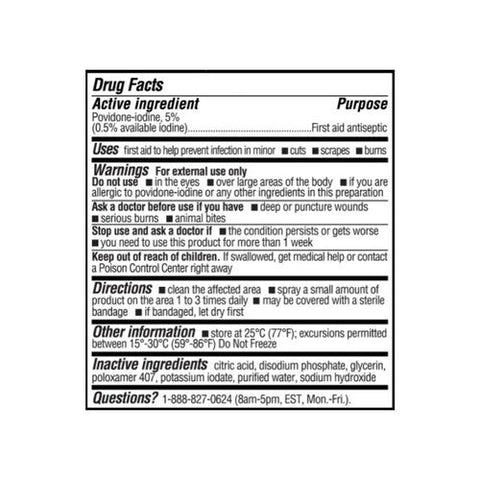 Betadine, 5% Povidone Iodine Antiseptic First Aid Spray, 3 Oz