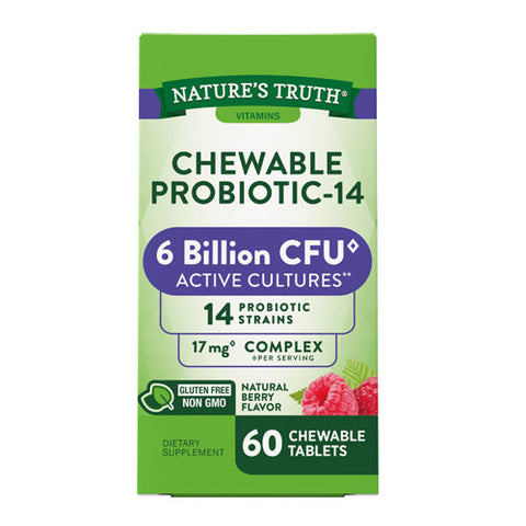 Nature's Truth, Chewable Probiotic-14 Tablets Natural Berry Flavor, 60 Tabs Nature's Truth