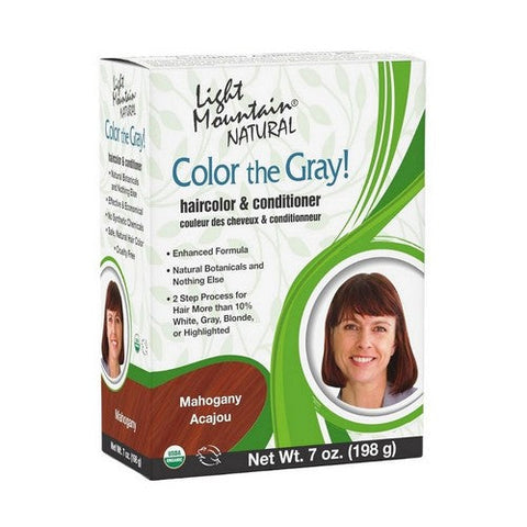 Light Mountain, Color the Gray Natural Haircolor And Conditioner Mahogany, Mahogany 7 Oz