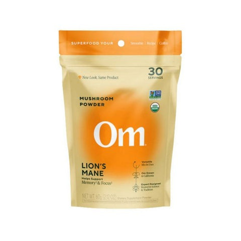 Om Mushrooms, Mushroom Superfood Lion's Mane Powder, Lion's Mane 60 Grams Om Mushrooms