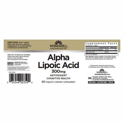 Windmill Health, Alpha Lipoic Acid, 300 Mg, 60 Tabs Windmill Health