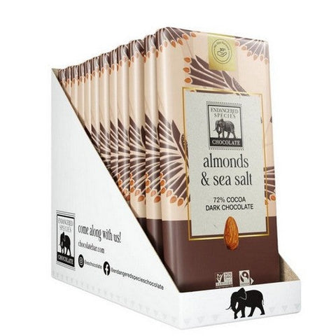 Endangered Species, Dark Chocolate With Sea Salt And Almonds, 3 Oz(Case Of 12) Endangered Species