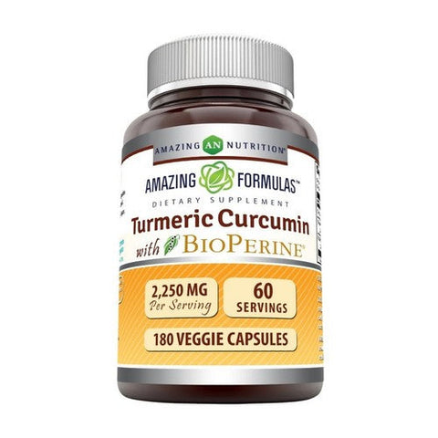 Amazing Nutrition, Amazing Formulas Turmeric Curcumin BioPerine, 1500 mg, 180 Veg Caps