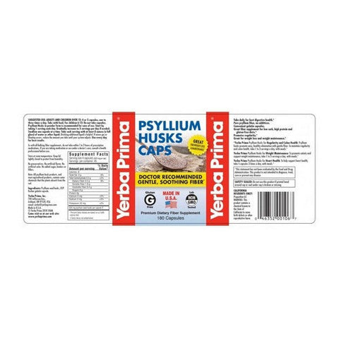 Yerba Prima, Psyllium Husks, 180 Caps Yerba Prima