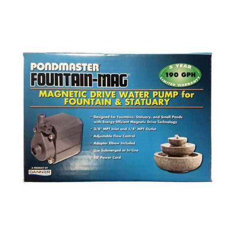 Danner, Pondmaster Pond-Mag Magnetic Drive Water Pump Black, Model 1.9 (190 GPH) Danner