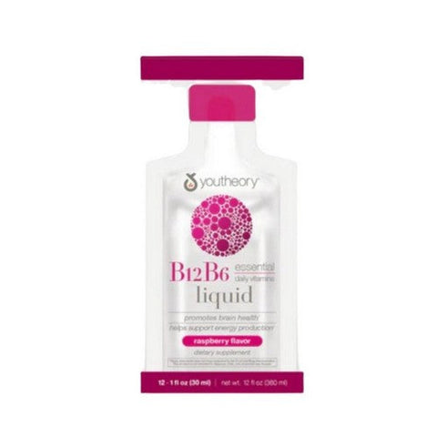 Youtheory, Vitamin B12 And B6 Liquid On The Go Raspberry, 12 Oz Youtheory