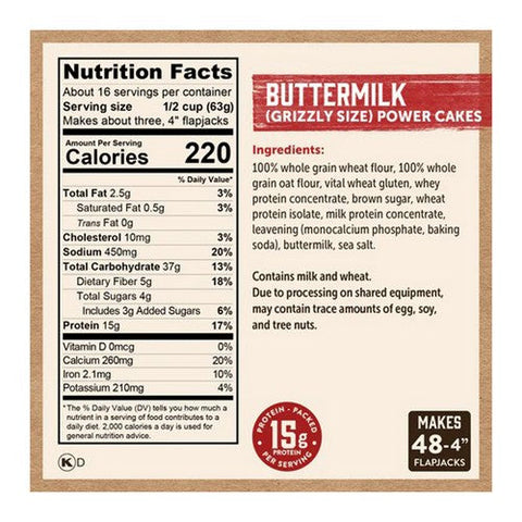 Kodiak Cakes, Flapjacl And Waffle Mix Power Cakes Buttermilk, 36 Oz (Case Of 6) Kodiak Cakes