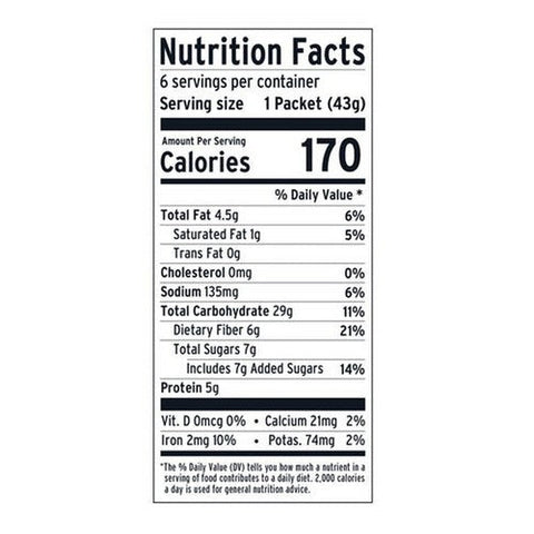 Purely Elizabeth, Superfood Oatmeal Dark Chocolate Chunk Multipack With Prebiotic Fiber, 9.12 Oz (Case Of 6)