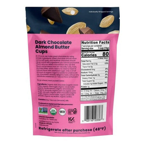 Chocxo, Dark Chocolate Almond Butter Cup, 3.45 Oz(Case Of 6) Chocxo