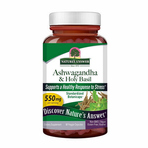 Nature's Answer, Ashwagandha And Holy Basil, 550 Mg, 60 Veg Caps Nature's Answer
