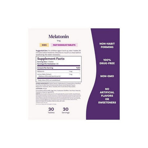 Natrol, Kids Fast Dissolve Melatonin Strawberry Flavored, 1 Mg, 30 Tabs Natrol