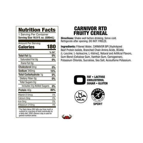 JST WRK Energy, MuscleMeds Carnivor Fruity Cereal, 12 Count JST WRK Energy