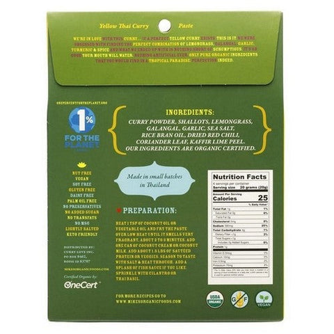 Mike's Organic Foods, Yellow Thai Curry Paste Small Box, 2.8 Oz (Case Of 6) Mike's Organic Foods