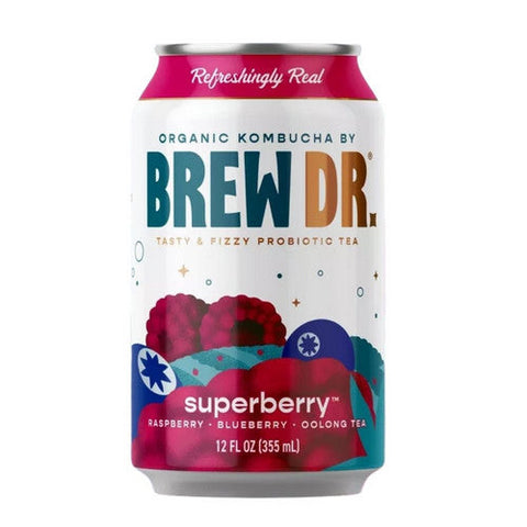 Brew Dr Kombucha, Organic Superberry Kombucha, 12 Oz X 4 Count (Case Of 6) Brew Dr Kombucha