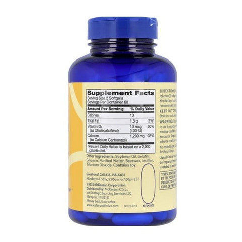 Foster And Thrive, Calcium Plus Vitamin D3 Softgels, 1200 MG, 120 Count Foster And Thrive