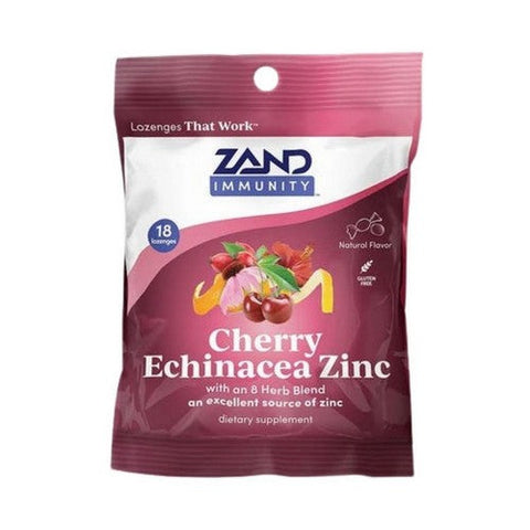 Zand, Cherry Echinacea Zinc Lozenges, 18 Count Zand