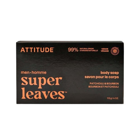 Super Leaves Men Body Bar Soap Patchouli And Bourbon 4 Oz by Attitude