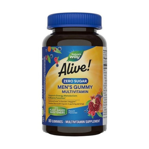 Alive! Zero Sugar Men's Multivitamins Peach Flavored 80 Gummies by Nature's Way