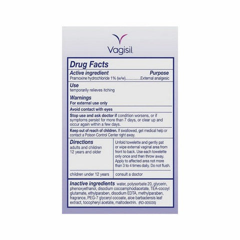 Vagisil, Maximum Strength Anti-Itch Wipes, 12 Count Vagisil