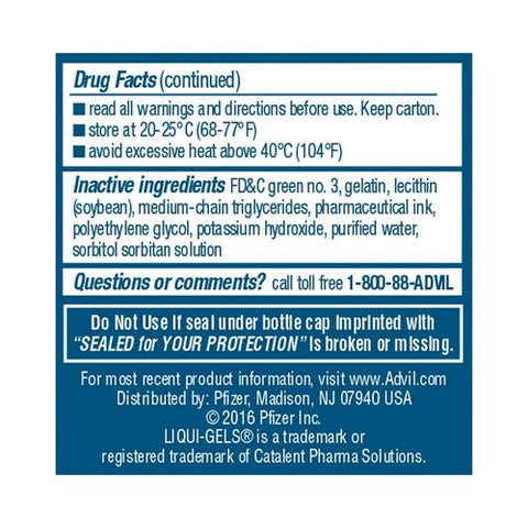 Advil, Solubilized Ibuprofen Pain Reliever Fever Reducer, 200 Mg, 20 Liquid Filled Capsules Advil