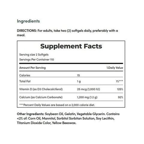 Nature's Bounty, Calcium Plus Vitamin D3, 1200 Mg, 120 Softgels Nature's Bounty